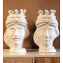 Moor's Head A Pair of Sicilian ceramic Caltagirone White cm 40