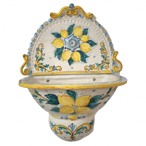 Fontana Murale Ceramiche Caltagirone Decoro Limoni
