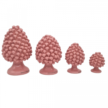 Sicilian Ceramic cm 10-25 Pine Cones from Caltagirone "Pink" - Various Sizes