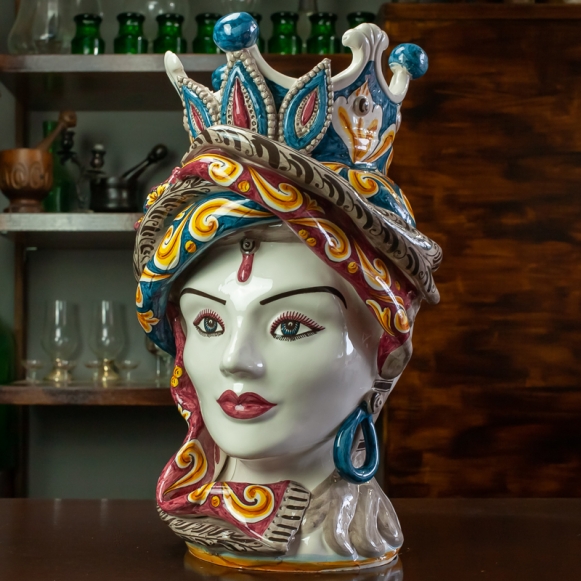 Testa di moro "Atena" Decoro Palermo Donna H.  48 cm