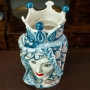 Lady Head Vases Moorish "Concordia" Sicilian Blue Decoration - H. 48 cm