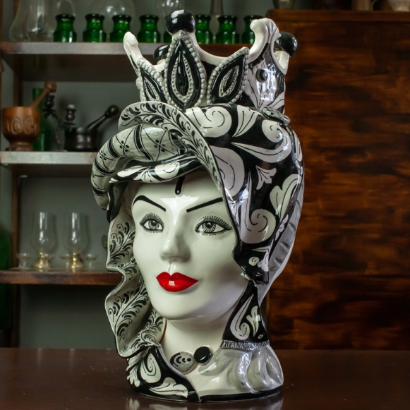 Head vases Lady-Man "Concordia" Black Decoration H. 48 cm