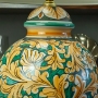 Lume ceramica siciliana Caltagirone Ornato Verde H. 55 cm