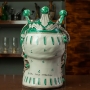 Teste di Moro in Ceramica siciliana di Caltagirone Donna-Uomo Ornato verde 33 cm