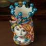Teste di Moro in Ceramica siciliana di Caltagirone Donna-Uomo Decoro Palermo 33 cm