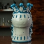 Head Vase Lady Caltagirone Ceramic Moors Head Sicilian Blue 33 cm