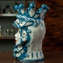 Head Vase Lady Caltagirone Ceramic Moors Head Sicilian Blue 33 cm