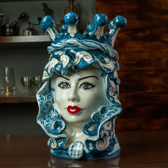 Head vase Lady ceramic italy sicilian
