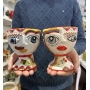 Coppia Teste ceramica Siciliana Caltagirone Verus Serie Naif cm.13