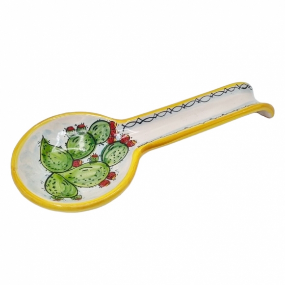Sicilian Caltagirone Ceramic Spoon Rest Prickly Pear