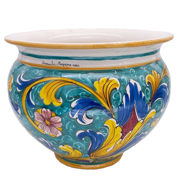 Portavaso Ceramica di Caltagirone Floreale Verde cm 40