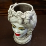 Head Vases Lady-Man Antique White Ceramic from Caltagirone h. 27 cm