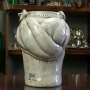 Head Vases Lady-Man Antique White Ceramic from Caltagirone h. 27 cm