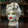 Head Vases Lady-Man Antique White Ceramic from Caltagirone h. 27 cm