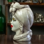 Head Vases Lady-Man Antique White Ceramic from Caltagirone h. 27 cm