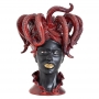 Moor's head Vases Medusa in Sicilian ceramic from Caltagirone "Cori Amenta" Bordeaux H. 47 cm