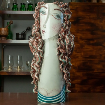 Testa Di Moro in Ceramica Siciliana Ninfa Rossa H. 55 cm