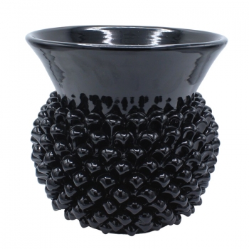 Pinecone Ceramic Vase Sicilian Caltagirone Black H. 26 cm