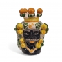 TESTA DI MORO IN CERAMICA SICILIANA DI CALTAGIRONE DONNA LIMONI 20 CM