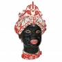 Testa di moro in ceramica Siciliana di Caltagirone Verus Donna-Uomo Rosso cm 45