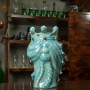 Teste in Ceramica Caltagirone Verus Uomo-Donna madreperlata azzurra oro cm 35