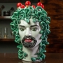 Testa moro Siciliana in ceramica caltagirone mod. Uomo Medusa cm 40