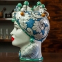 Teste di Moro in Ceramica Siciliana di Caltagirone Azzurra Donna-Uomo cm 40