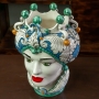 Teste di Moro in Ceramica Siciliana di Caltagirone Azzurra Donna-Uomo cm 40
