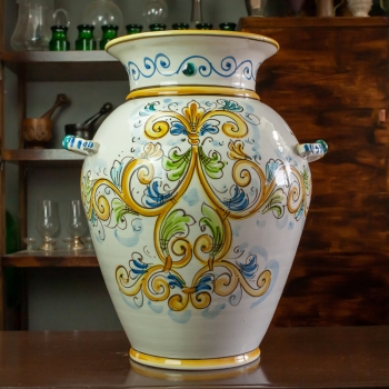 Portaombrelli in ceramica con manici Giallo Antico cm 50