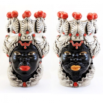 Teste di Moro Siciliane in ceramica Caltagirone Verus Donna-Uomo cm 48