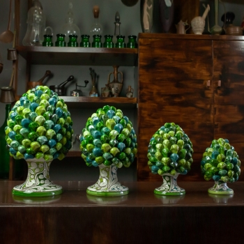 Pigne in ceramica siciliana Caltagirone Verde Foglia- Varie Dimensioni