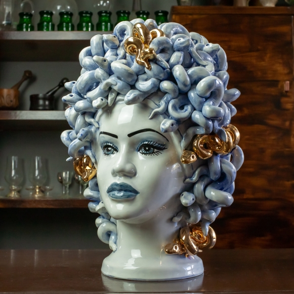 Lady Vases Sicilian Ceramic Head Caltagirone H. cm 47