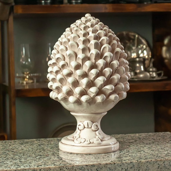 Pigna Ceramica Siciliana Caltagirone Bianco Antico cm 30