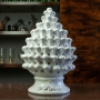 Lume Pigna Bianco Traforato Ceramica Siciliana Caltagirone cm 40