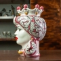 Moor's Head Ceramic from Caltagirone - Lady-Man Floral Bordeaux 35 cm