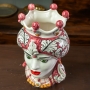 Moor's Head Ceramic from Caltagirone - Lady-Man Floral Bordeaux 35 cm