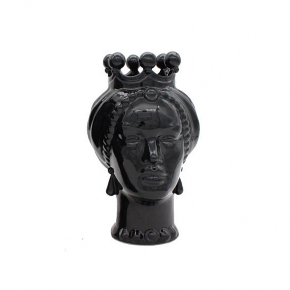 Coppia Teste Ceramica Caltagirone Nere cm 23