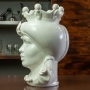 Head Vases Lady-Man Sicilian Caltagirone Ceramic Head with White Turban 35 cm