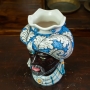 Heads vases lady and Man Sicilian Ceramics Caltagirone Blue Turban 23 cm