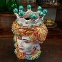 Head Vases Lady-Man Caltagirone Ceramic Moor's Head Kruka Multicolor cm 48