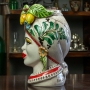 Teste di moro siciliane in ceramica di Caltagirone Uomo-Donna Moro Decoro Frutta H. 28 cm