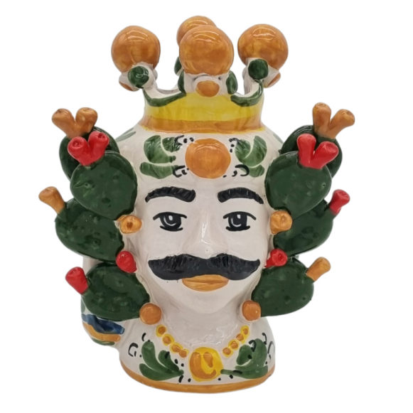 Testa di moro in ceramica siciliana di Caltagirone Donna fichi cm 20