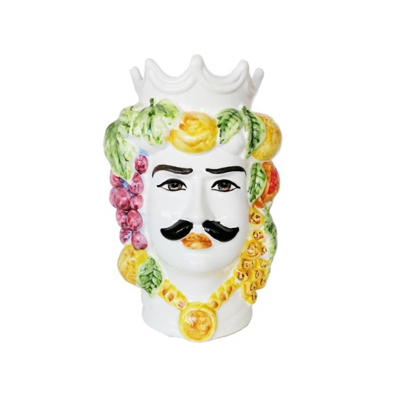 Teste di moro siciliane in Ceramica Caltagirone Donna-Uomo Frutta cm 25