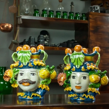 Testa in Ceramica Donna Blu