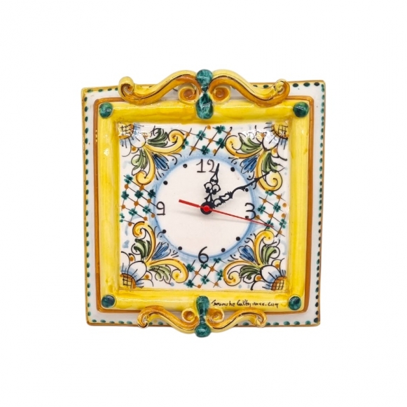Orologio Quadro ceramica Caltagirone Giallo 30x30 cm