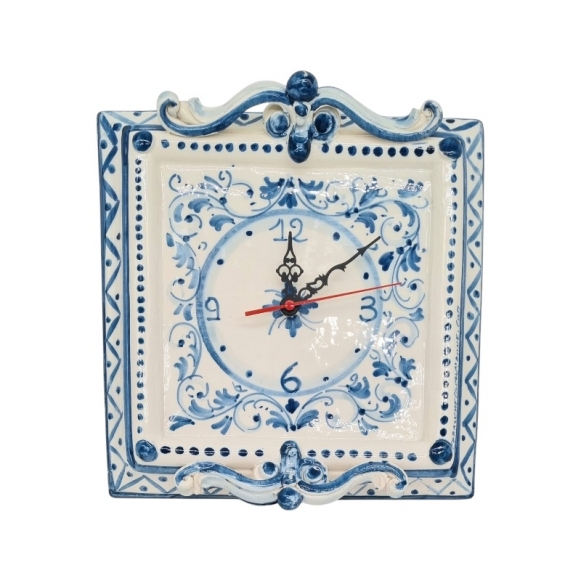 Orologio Quadro ceramica Caltagirone BluAntico 30x30 cm