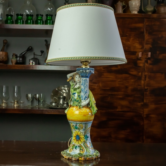 Caltagirone Sicilian Ceramic Lady Lamp cm 55