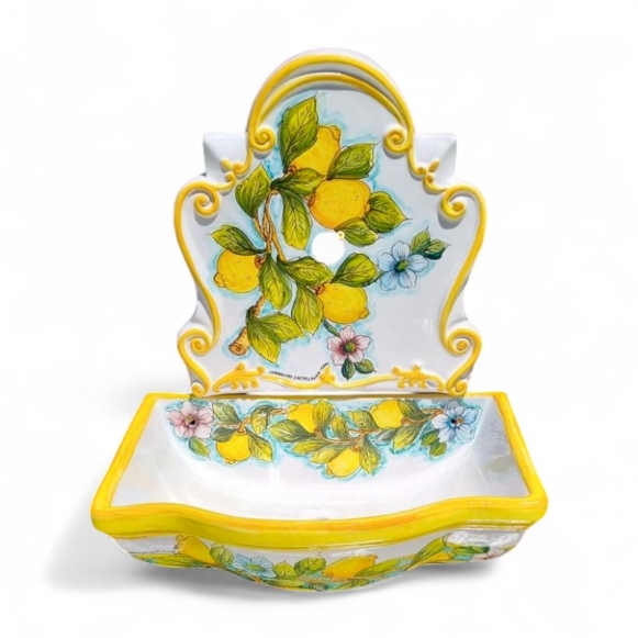 Fontana in Ceramica di Caltagirone – Modello da Parete “Limoni”