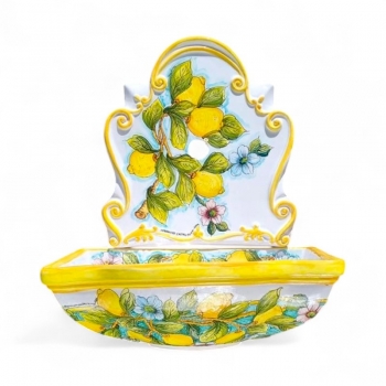 Caltagirone Ceramic Fountain – Wall-Mounted Model “Lemons”