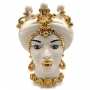 Teste di Moro in Ceramica Decorata Luxury White Gold H. 40 cm x L. 30 cm